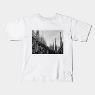 Black and White Milan Cathedral, Italy, Photography Kids T-Shirt